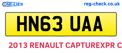 HN63UAA are the vehicle registration plates.