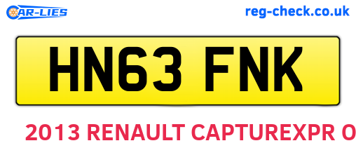 HN63FNK are the vehicle registration plates.