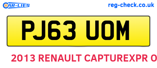 PJ63UOM are the vehicle registration plates.