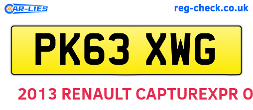 PK63XWG are the vehicle registration plates.