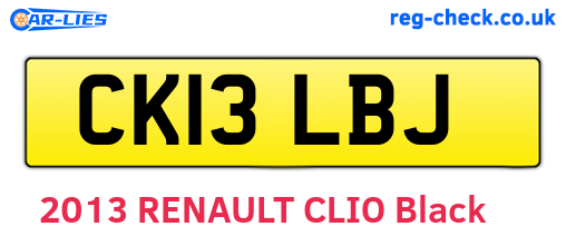 CK13LBJ are the vehicle registration plates.