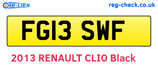 FG13SWF are the vehicle registration plates.