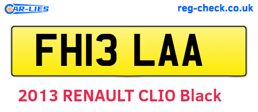 FH13LAA are the vehicle registration plates.