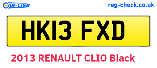 HK13FXD are the vehicle registration plates.