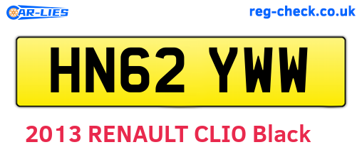 HN62YWW are the vehicle registration plates.