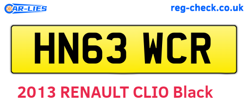 HN63WCR are the vehicle registration plates.