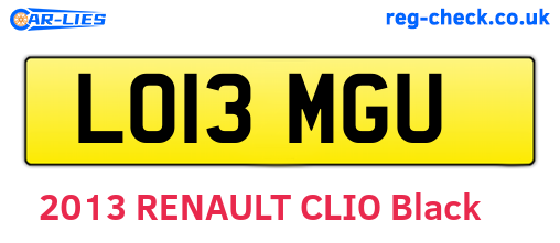 LO13MGU are the vehicle registration plates.