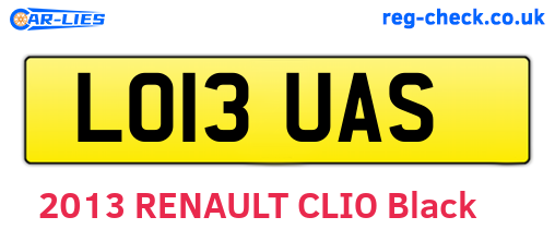 LO13UAS are the vehicle registration plates.