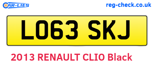 LO63SKJ are the vehicle registration plates.