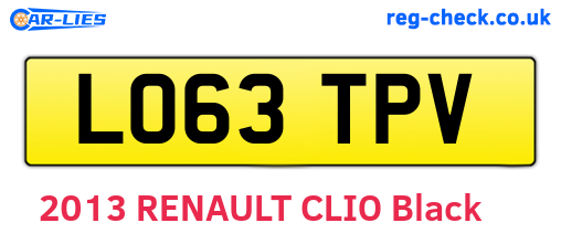 LO63TPV are the vehicle registration plates.