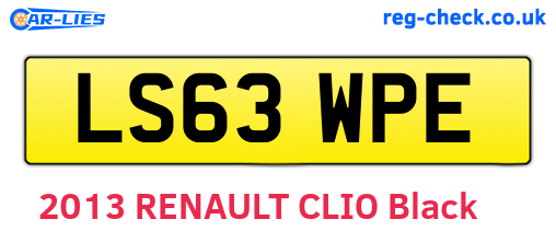 LS63WPE are the vehicle registration plates.