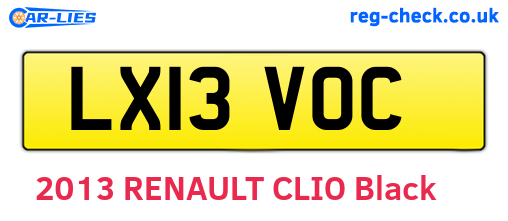 LX13VOC are the vehicle registration plates.