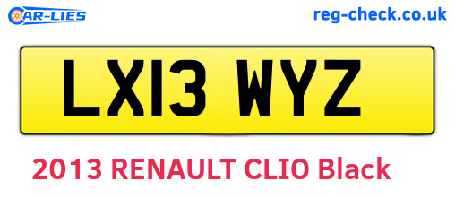 LX13WYZ are the vehicle registration plates.