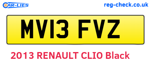 MV13FVZ are the vehicle registration plates.