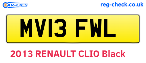 MV13FWL are the vehicle registration plates.