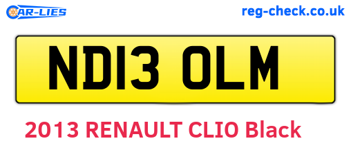 ND13OLM are the vehicle registration plates.