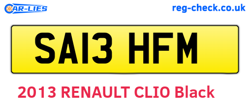 SA13HFM are the vehicle registration plates.