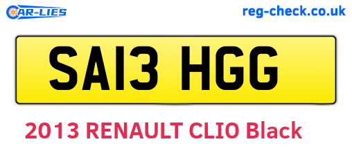 SA13HGG are the vehicle registration plates.