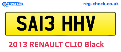 SA13HHV are the vehicle registration plates.