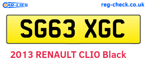SG63XGC are the vehicle registration plates.