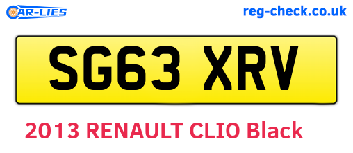 SG63XRV are the vehicle registration plates.