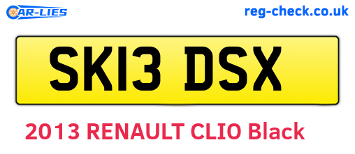 SK13DSX are the vehicle registration plates.