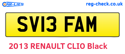 SV13FAM are the vehicle registration plates.