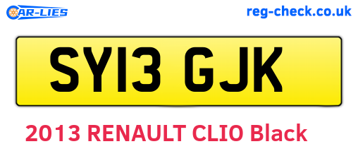 SY13GJK are the vehicle registration plates.