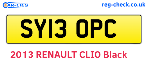 SY13OPC are the vehicle registration plates.