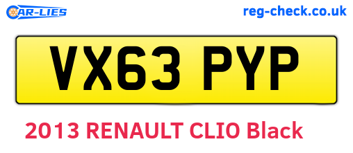 VX63PYP are the vehicle registration plates.