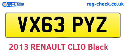 VX63PYZ are the vehicle registration plates.