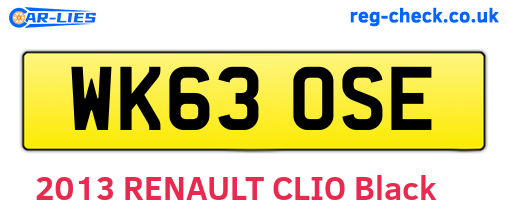WK63OSE are the vehicle registration plates.
