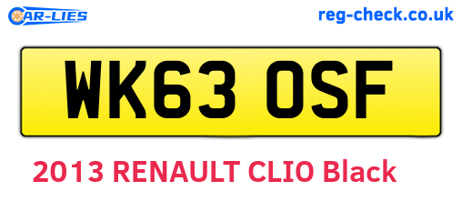 WK63OSF are the vehicle registration plates.