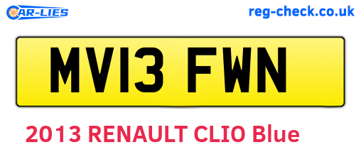 MV13FWN are the vehicle registration plates.