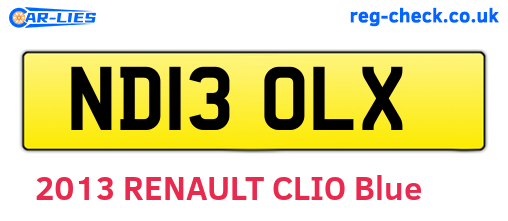 ND13OLX are the vehicle registration plates.