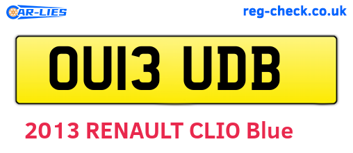 OU13UDB are the vehicle registration plates.