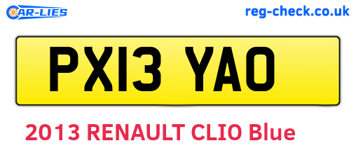 PX13YAO are the vehicle registration plates.