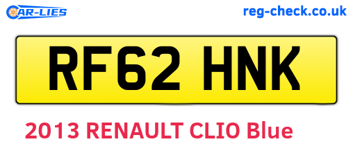RF62HNK are the vehicle registration plates.