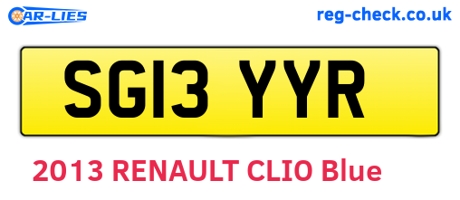 SG13YYR are the vehicle registration plates.