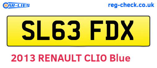 SL63FDX are the vehicle registration plates.