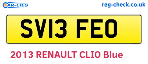 SV13FEO are the vehicle registration plates.