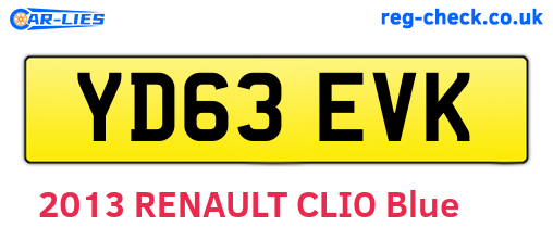 YD63EVK are the vehicle registration plates.