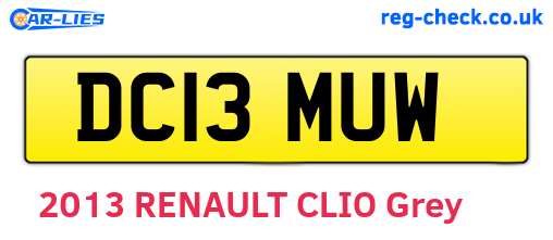 DC13MUW are the vehicle registration plates.