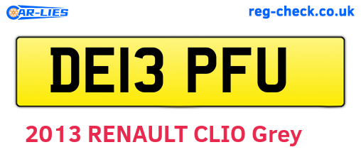 DE13PFU are the vehicle registration plates.