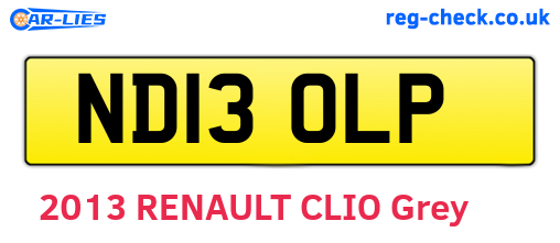 ND13OLP are the vehicle registration plates.