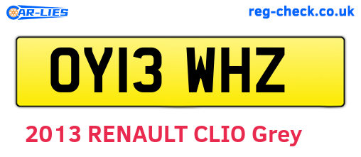 OY13WHZ are the vehicle registration plates.