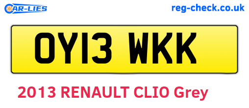 OY13WKK are the vehicle registration plates.