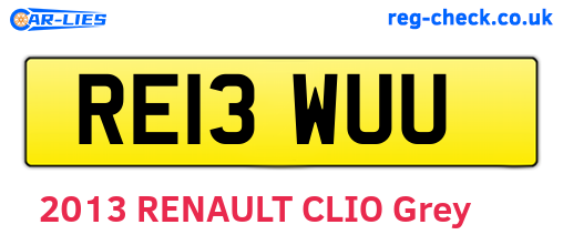 RE13WUU are the vehicle registration plates.