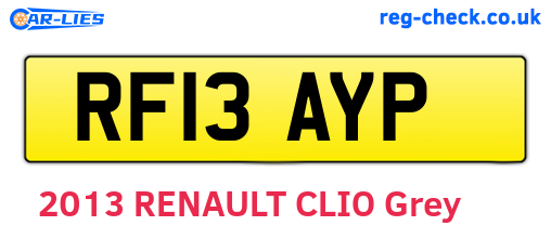 RF13AYP are the vehicle registration plates.