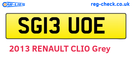 SG13UOE are the vehicle registration plates.